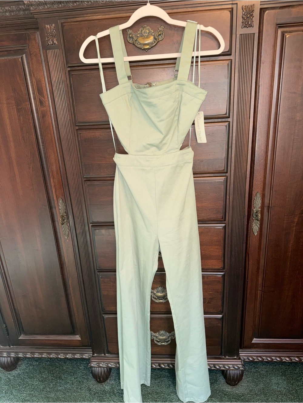 Flying Tomato Sage Green Strappy Jumpsuit